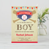 ヴィンテージ素朴スポーツ少年野球ベビーシャワー 招待状 (スタンド正面)