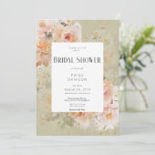 ヴィンテージ素朴セージフローラフレームブライダルシャワー 招待状 (スタンド正面)