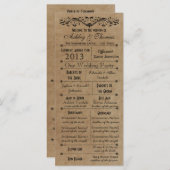 ヴィンテージ素朴タイポグラフィスタイル結婚式 プログラム (正面/裏面)