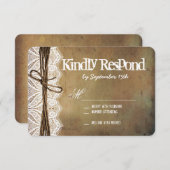 ヴィンテージ素朴タイポグラフィ結婚のRSVPカード 出欠カード (正面/裏面)