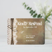 ヴィンテージ素朴タイポグラフィ結婚のRSVPカード 出欠カード (スタンド正面)