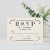 ヴィンテージ素朴タイポグラフィRSVP結婚の返信 出欠カード (スタンド正面)