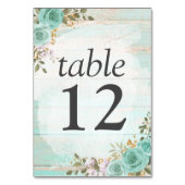 ヴィンテージ素朴ターコイズウッドフローラ結婚バラ テーブルナンバー (裏面)