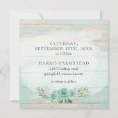 ヴィンテージ素朴ターコイズウッドフローラ結婚バラ 招待状 (裏面)