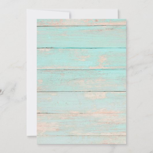 ヴィンテージ素朴ターコイズウッドフローラ結婚バラ 招待状 (裏面)