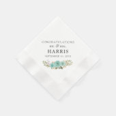 ヴィンテージ素朴ターコイズウッドフローラ結婚バラ 縁ありカクテルナプキン (角)