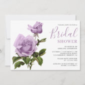 ヴィンテージ素朴ダスティパープルバラブライダルシャワー 招待状 (正面)