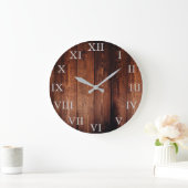 ヴィンテージ素朴ダークウッドのローマ数字の個人的な ラージ壁時計 (ホーム)
