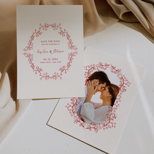 ヴィンテージ素朴チノイスリークリムゾンレッド結婚ズ セーブザデート