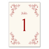 ヴィンテージ素朴チノイスリークリムゾンレッド結婚ズ テーブルナンバー (正面)