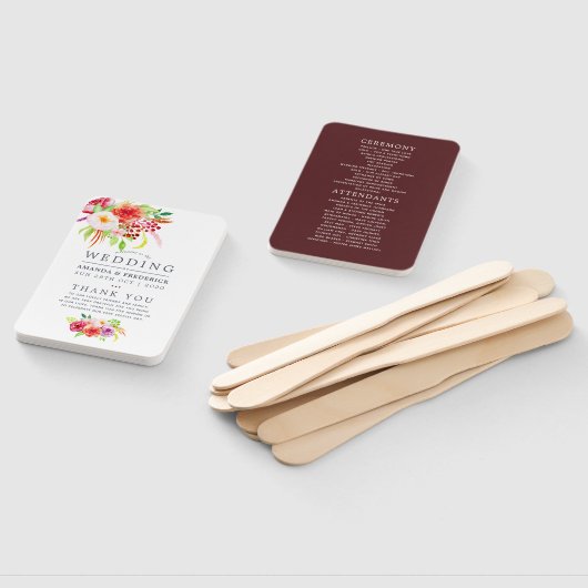 ヴィンテージ素朴チャームフローラ結婚式 プログラム ハンドファン (組立なし)