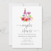 ヴィンテージ素朴チャームワインテイスティングカップルシャワー 招待状 (正面)