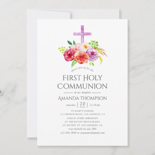 ヴィンテージ素朴チャーム第一聖餐式 招待状 (正面)