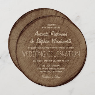 ヴィンテージ素朴ツリーウッド結婚式招待状クラフト 招待状