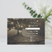 ヴィンテージ素朴ツリー&ナイトライトウェディングRSVP 出欠カード (スタンド正面)