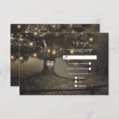 ヴィンテージ素朴ツリー&ナイトライトウェディングRSVP 出欠カード (正面/裏面)