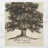 ヴィンテージ素朴ツリー&ライトカスタムウェディングワイン ワインラベル (シングルラベル)