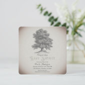 ヴィンテージ素朴ツリー&鹿ストーリーブックベビーシャワー 招待状 (スタンド正面)