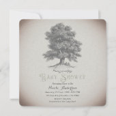 ヴィンテージ素朴ツリー&鹿ストーリーブックベビーシャワー 招待状 (正面)