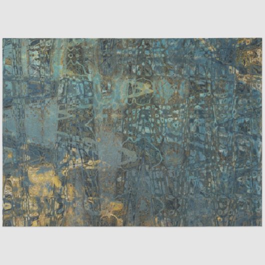 ヴィンテージ素朴テクスチャの青金ゴールドの分離 薄葉紙 (正面)