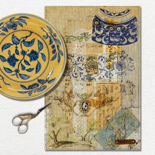 ヴィンテージ素朴テクスチャのBurlap Decompage 薄葉紙