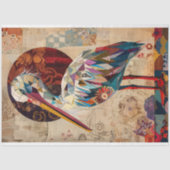 ヴィンテージ素朴テクスチャクレーンのコラージュデコップ 薄葉紙 (正面)