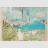 ヴィンテージ素朴テクスチャー青い山のデコパージュ 薄葉紙 (正面)