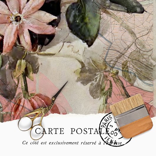 ヴィンテージ素朴テクスチャ植物地図のデコップ 薄葉紙