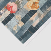 ヴィンテージ素朴テクスチャ青の赤いキルトデコップ 薄葉紙 (詳細)