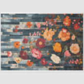 ヴィンテージ素朴テクスチャ青の赤いキルトデコップ 薄葉紙 (正面)