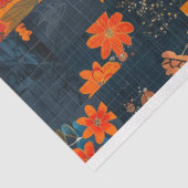 ヴィンテージ素朴テクスチャ青の赤いキルトデコップ 薄葉紙 (詳細)