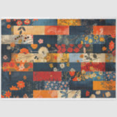 ヴィンテージ素朴テクスチャ青の赤いキルトデコップ 薄葉紙 (正面)