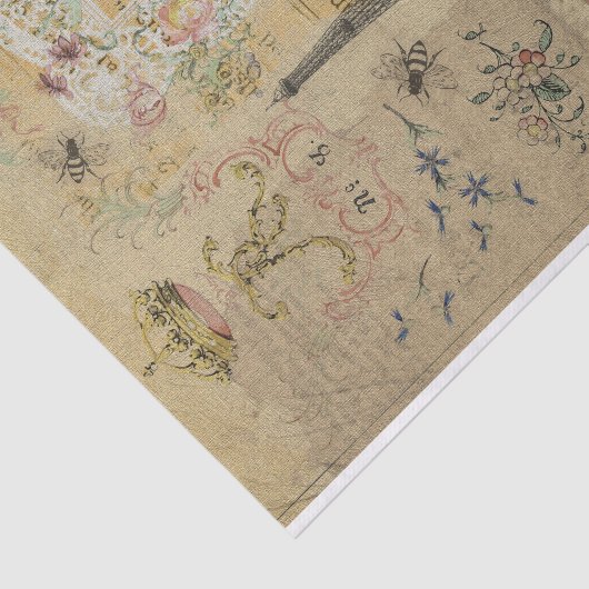 ヴィンテージ素朴テクスルエッフェルタワーデクページ 薄葉紙 (詳細)