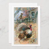 ヴィンテージ素朴トムターキーと農家 シーズンカード (正面/裏面)