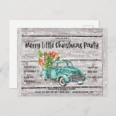ヴィンテージ素朴トラックウッドクリスマスパーティー招待状 インビテーションポストカード (正面/裏面)