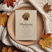 ヴィンテージ素朴トルコ感謝祭ディナー 招待状