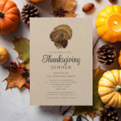 ヴィンテージ素朴トルコ感謝祭ディナー 招待状