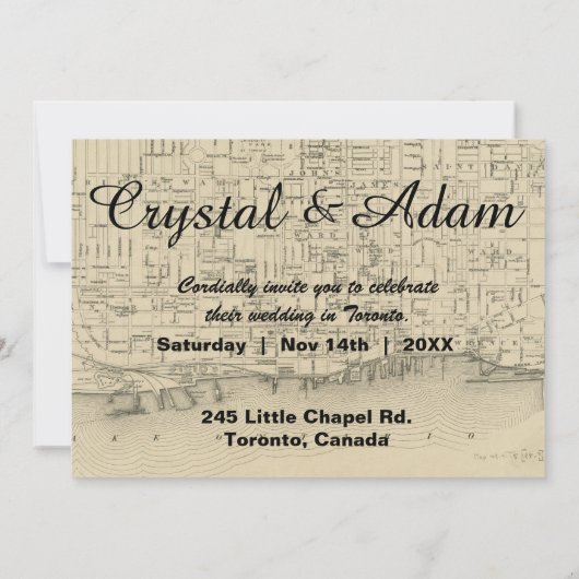 ヴィンテージ素朴トロント地図結婚式招待状 招待状 (裏面)