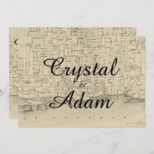 ヴィンテージ素朴トロント地図結婚式招待状 招待状 (正面/裏面)