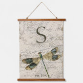 ヴィンテージ素朴ドラゴンフライ一文字 吊り下げ型タペストリー (正面)