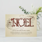 ヴィンテージ素朴ノールクリスマスパーティの招待状 招待状 (スタンド正面)