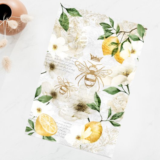 ヴィンテージ素朴ハニービーズ&イエローシトラスレモン 薄葉紙