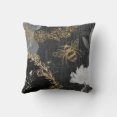 ヴィンテージ素朴ハニーミツバチとフローラバラデコページ クッション (裏面)