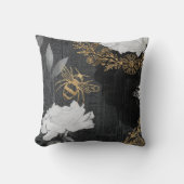 ヴィンテージ素朴ハニーミツバチとフローラバラデコページ クッション (正面)