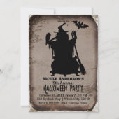 ヴィンテージ素朴ハロウィーンウィッチカルドロンパーティー 招待状 (正面)