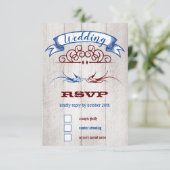 ヴィンテージ素朴ハートミントコーラルRSVP 出欠カード (スタンド正面)