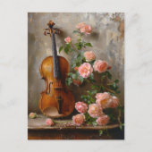 ヴィンテージ素朴バイオリンで静物生活 ポストカード (正面)
