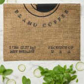 ヴィンテージ素朴バフェイクラップのコーヒーサックテンプレート キッチンタオル (折り畳み)