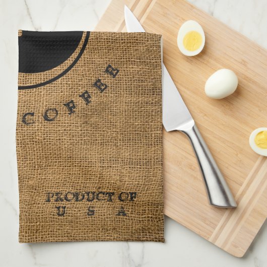 ヴィンテージ素朴バフェイクラップのコーヒーサックテンプレート キッチンタオル (四つ折り)