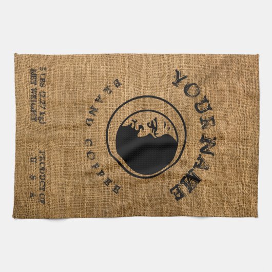 ヴィンテージ素朴バフェイクラップのコーヒーサックテンプレート キッチンタオル (横)